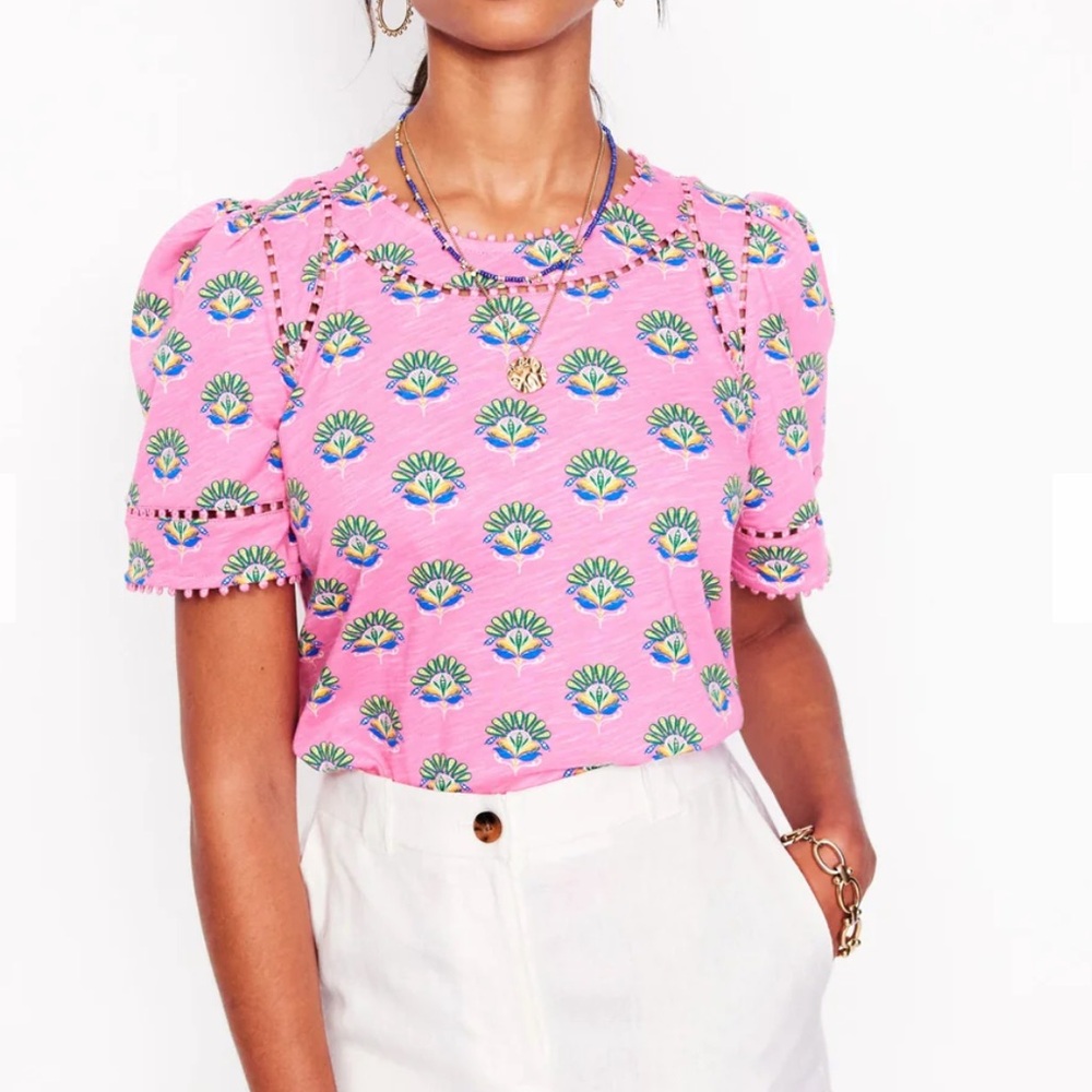 Mil trim Boden Pink Floral Blouse